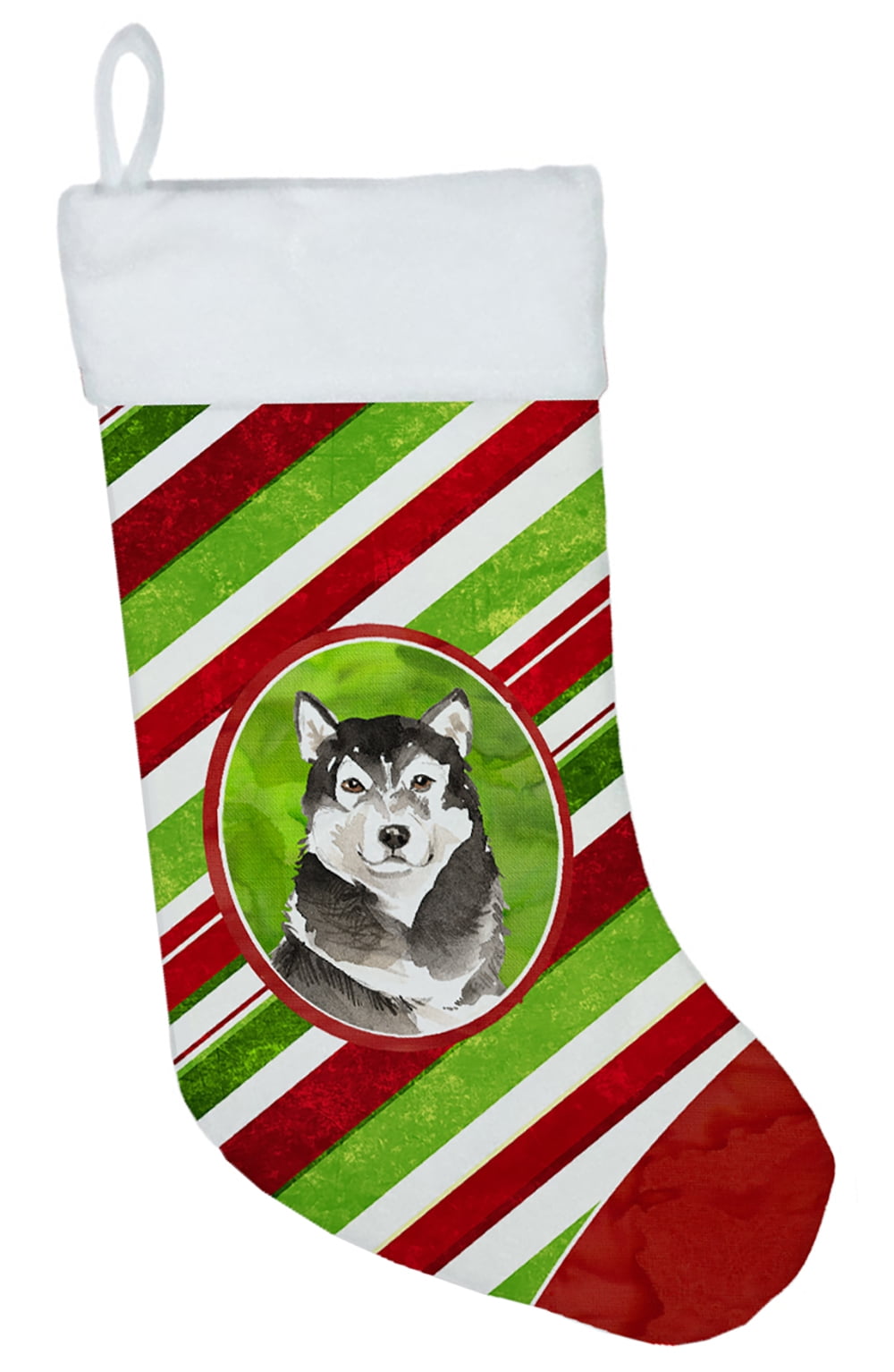 Alaskan Malamute Christmas Candy Stripe Christmas Stocking