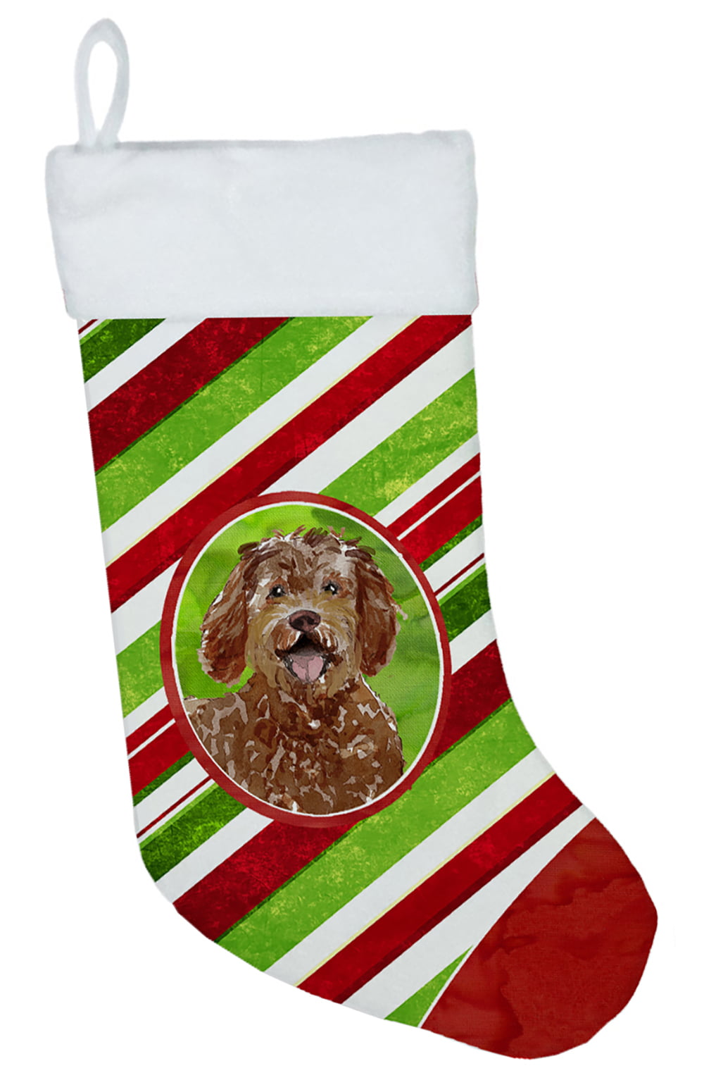 CK4092CS Labradoodle Christmas Candy Stripe Christmas Stocking