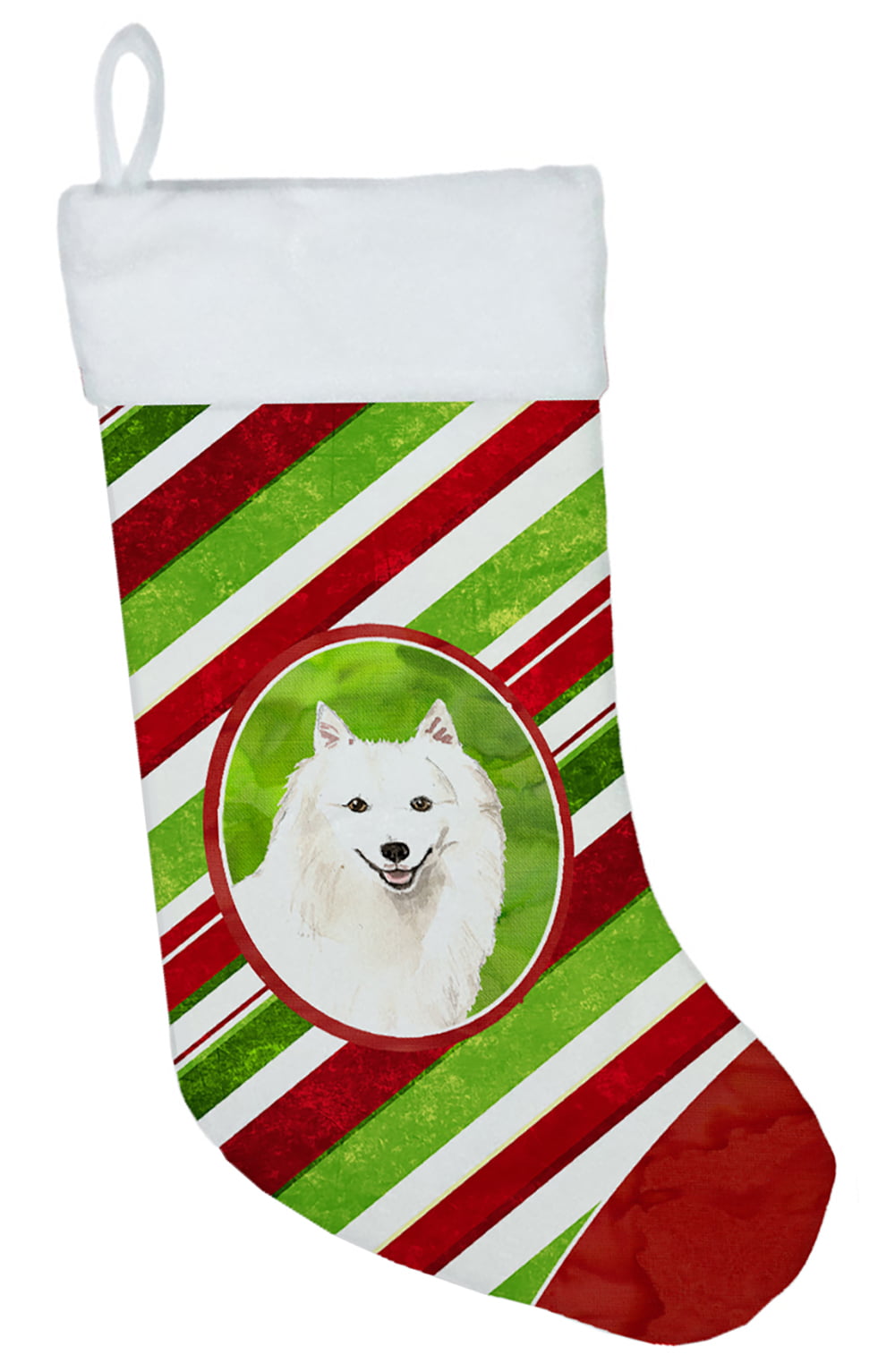 Japanese Spitz Christmas Candy Stripe Christmas Stocking