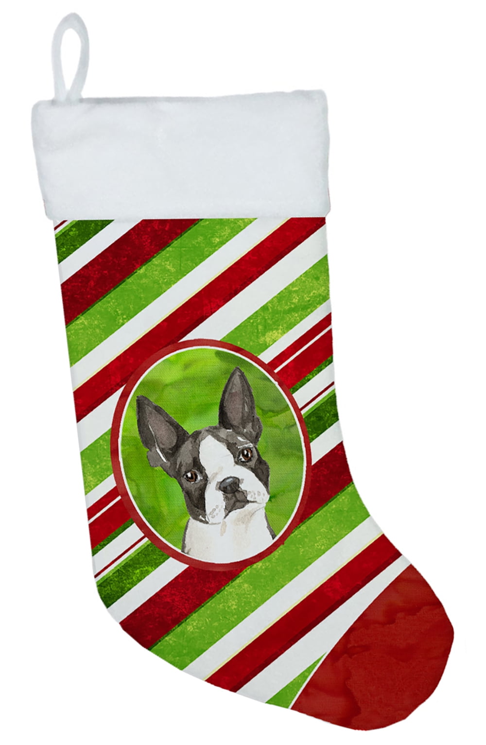Boston Terrier Christmas Candy Stripe Christmas Stocking