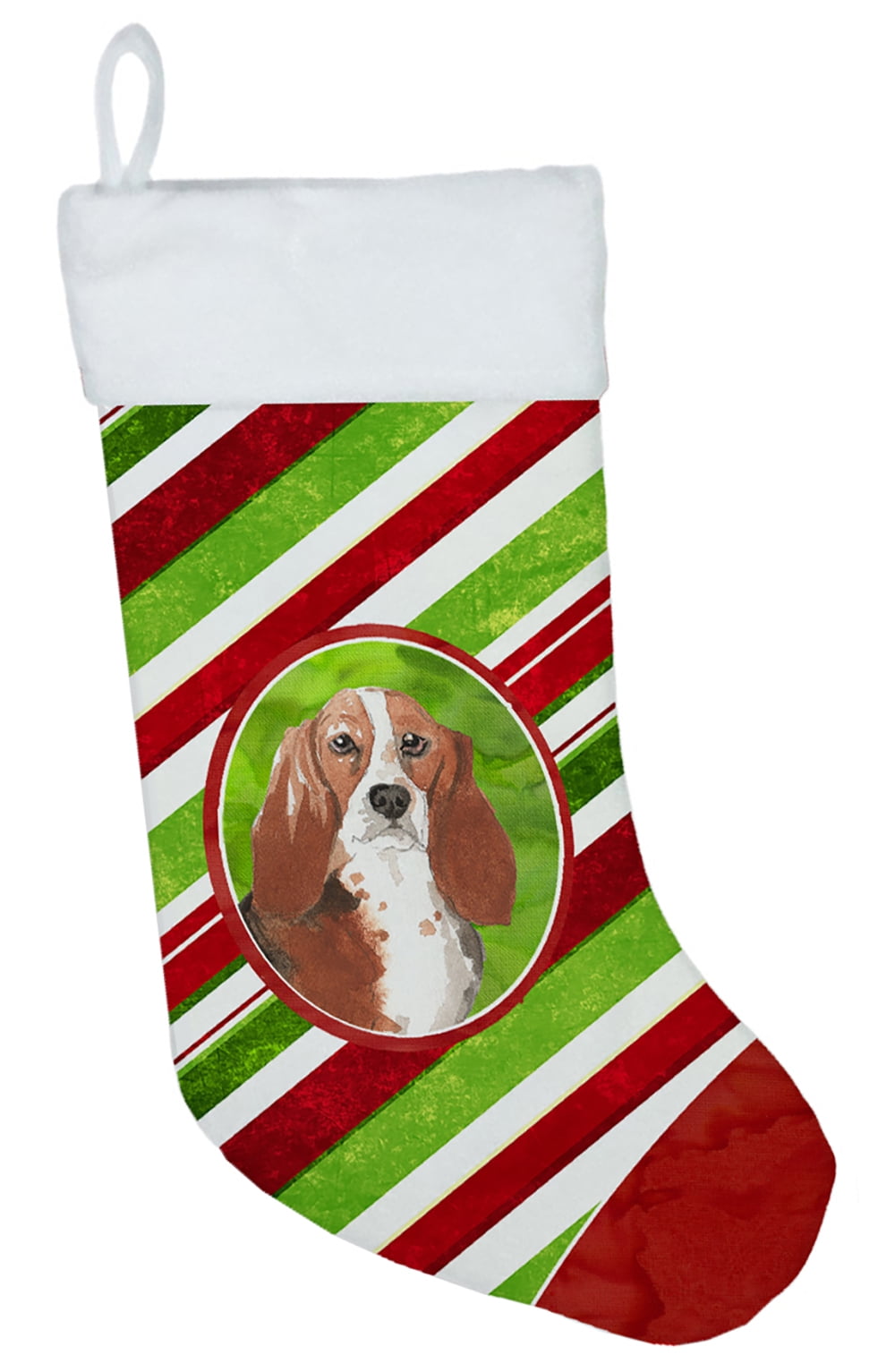 Basset Hound Christmas Candy Stripe Christmas Stocking