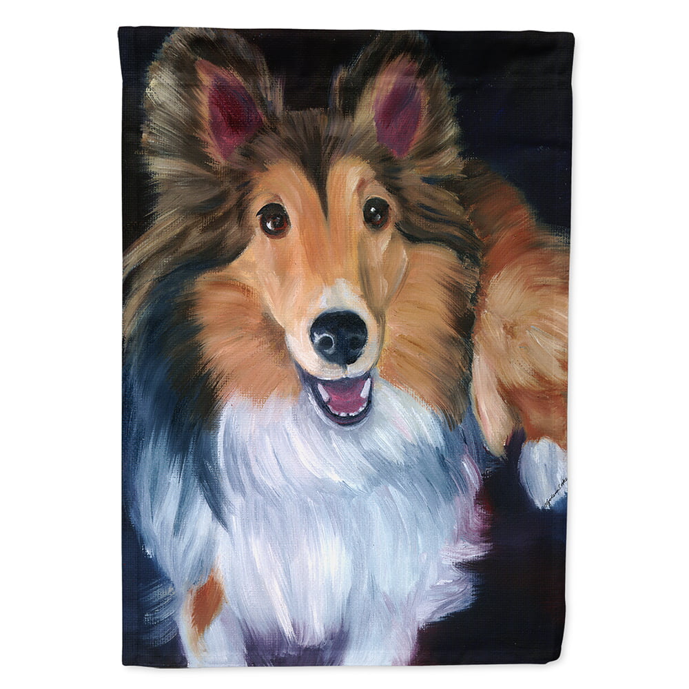 Sheltie Stand Off Flag Canvas House Size
