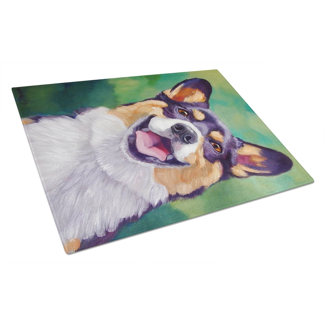 Picture of Carolines Treasures 7364LCB Tricolor Pembroke Corgi Glass Cutting Board - Large