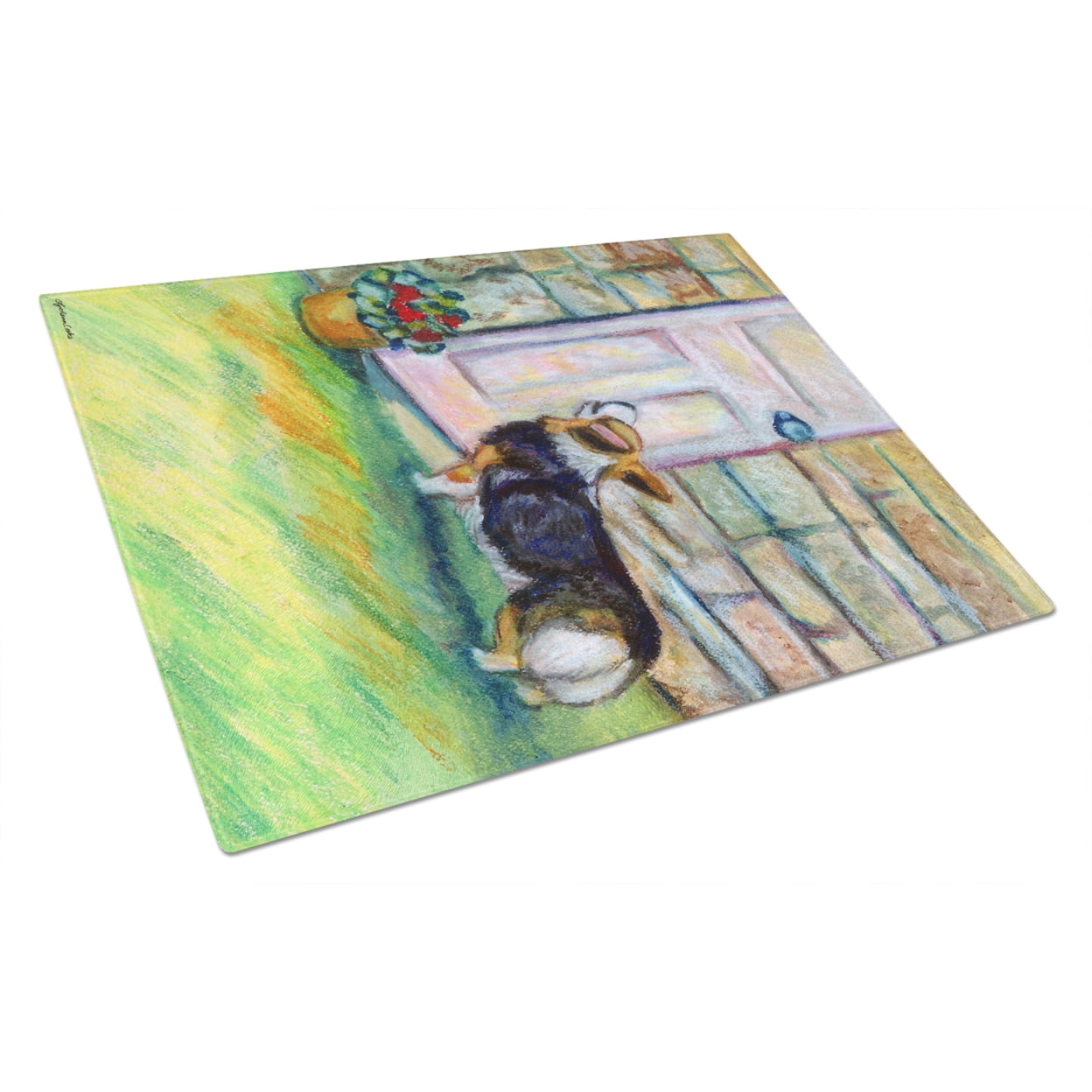 Picture of Carolines Treasures 7370LCB Let Me in Corgi Glass Cutting Board - Large