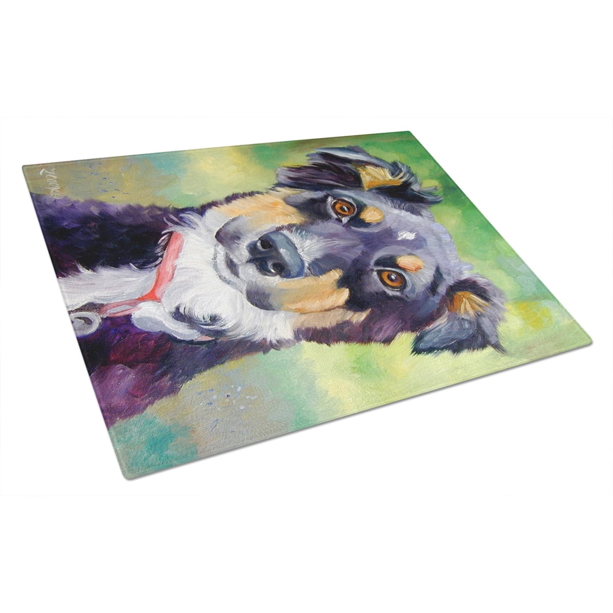 Picture of Carolines Treasures 7373LCB English Shepherd Glass Cutting Board - Large