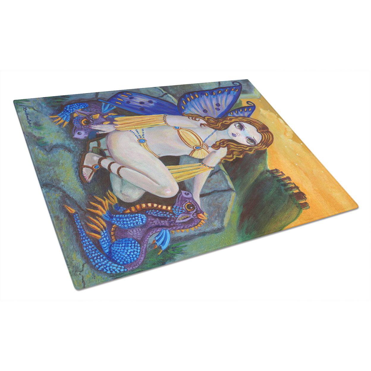 Picture of Carolines Treasures 7374LCB Fairy Foundlings Glass Cutting Board - Large