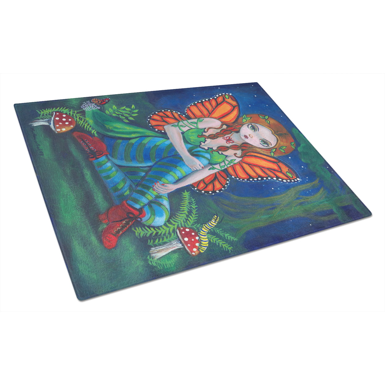 Picture of Carolines Treasures 7375LCB Fairy Monarch Glass Cutting Board - Large