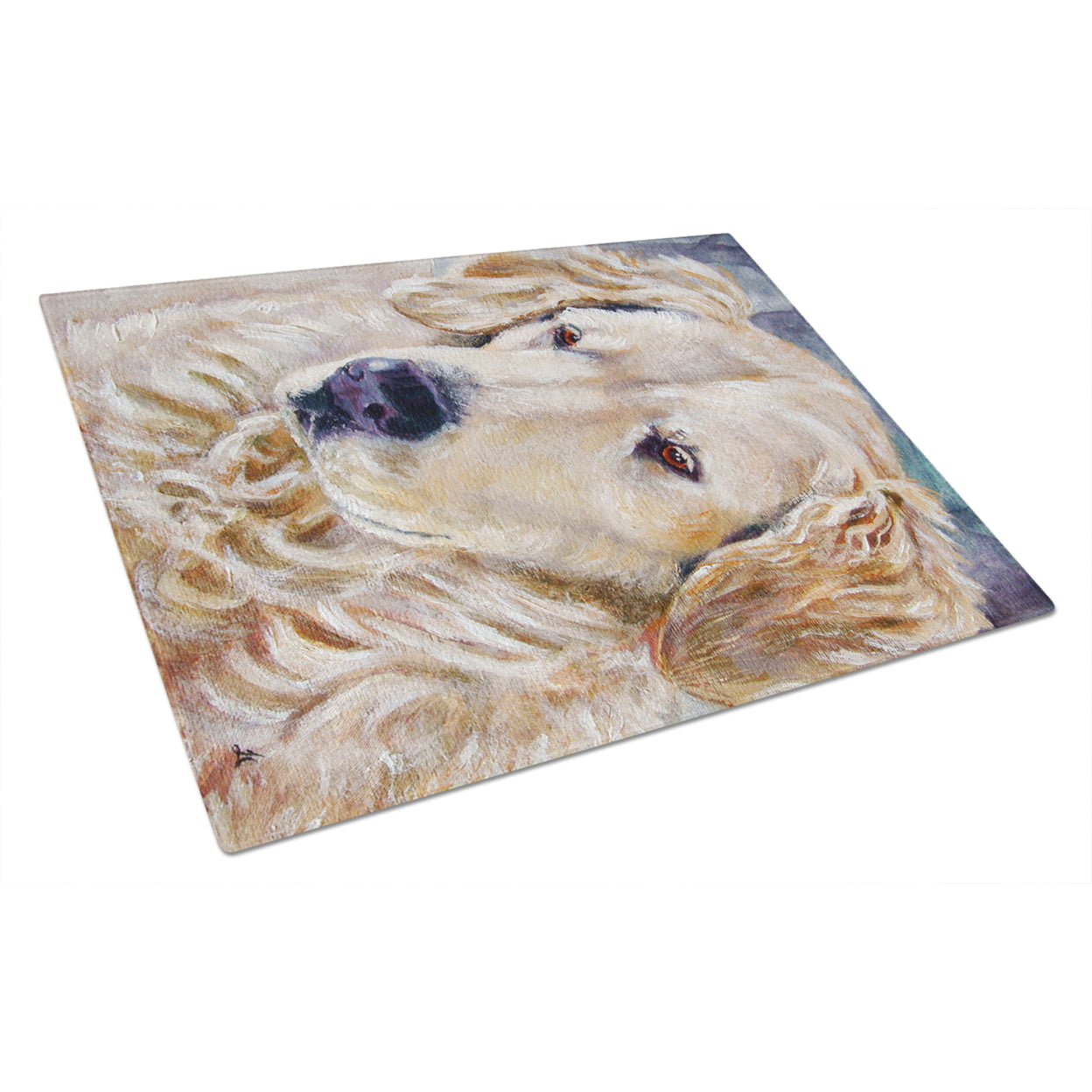 Picture of Carolines Treasures 7382LCB Golden Retriver Contemplation Glass Cutting Board - Large