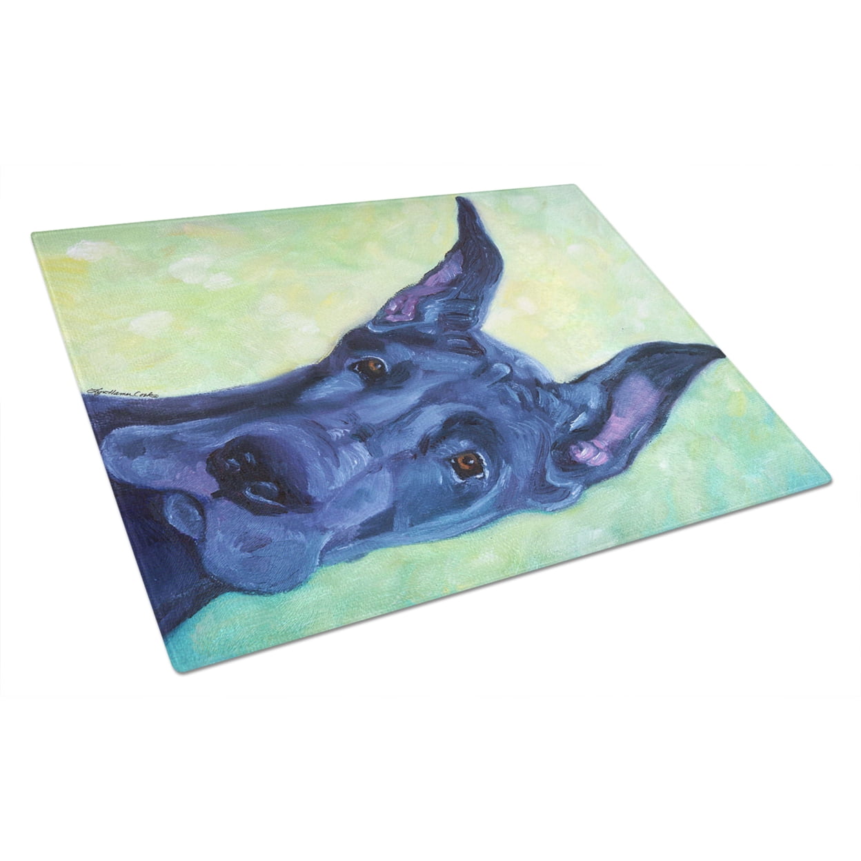 Picture of Carolines Treasures 7388LCB Great Dane Midnight Puppy Glass Cutting Board - Large