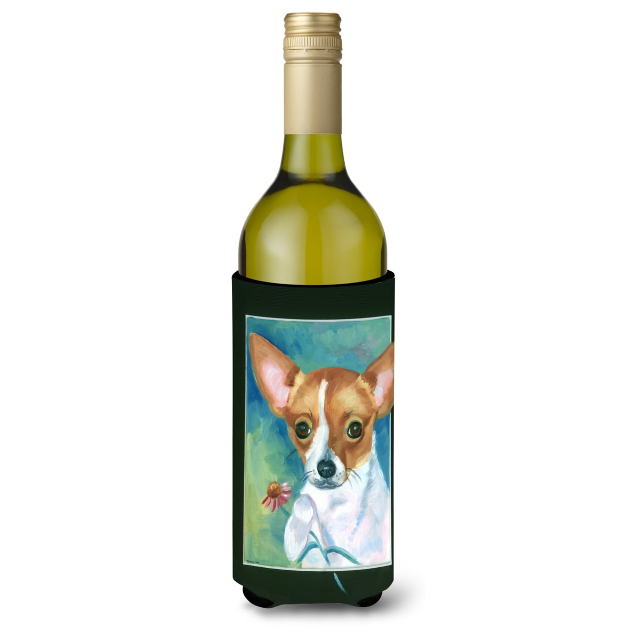 Picture of Carolines Treasures 7360LITERK Chihuahua & Daisy Wine Bottle Beverage Insulator Hugger