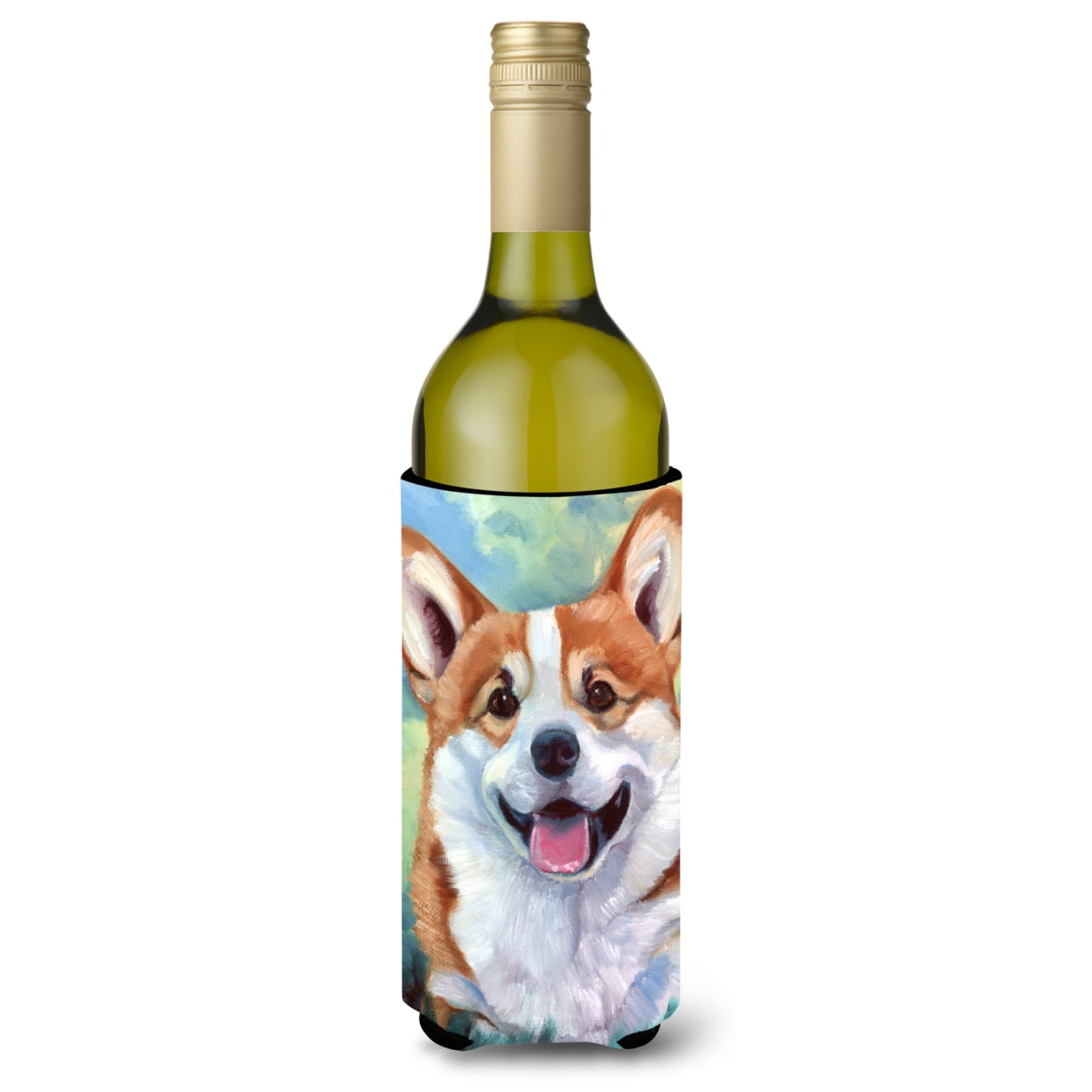 Picture of Carolines Treasures 7366LITERK Pembroke Corgi Happy Face Wine Bottle Beverage Insulator Hugger