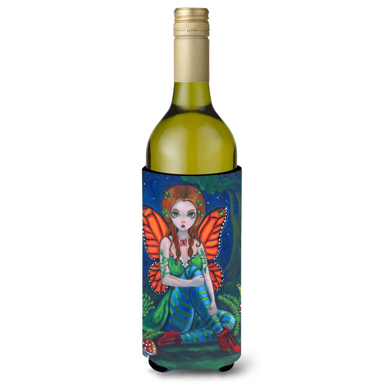 Picture of Carolines Treasures 7375LITERK Fairy Monarch Wine Bottle Beverage insulator Hugger