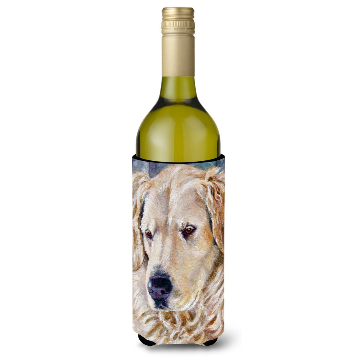 Picture of Carolines Treasures 7382LITERK Golden Retriver Contemplation Wine Bottle Beverage insulator Hugger