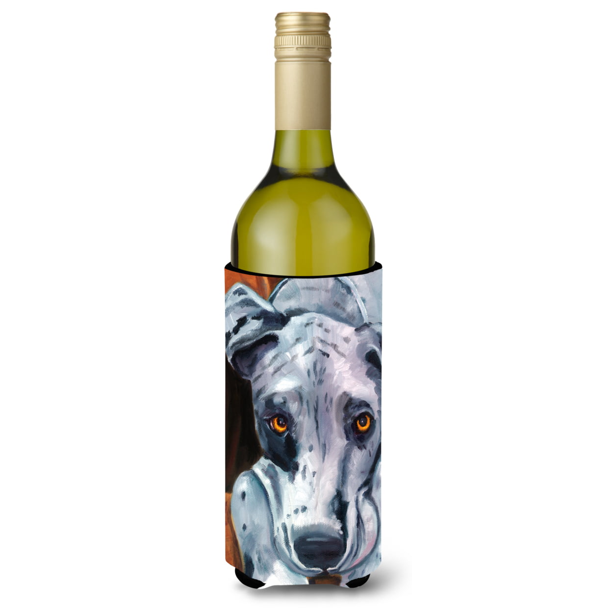 Picture of Carolines Treasures 7385LITERK Great Dane Waiting Patiently Wine Bottle Beverage Insulator Hugger