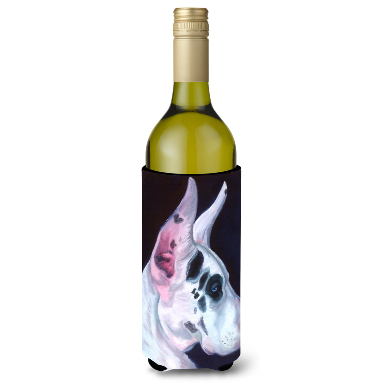 Picture of Carolines Treasures 7386LITERK Great Dane Harlequin Wine Bottle Beverage Insulator Hugger