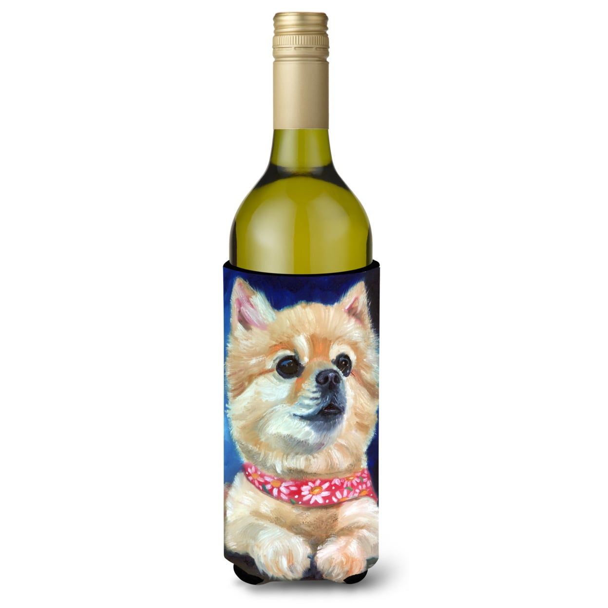 Picture of Carolines Treasures 7392LITERK Fancy Bandana Pomeranian Puppy Wine Bottle Beverage Insulator Hugger