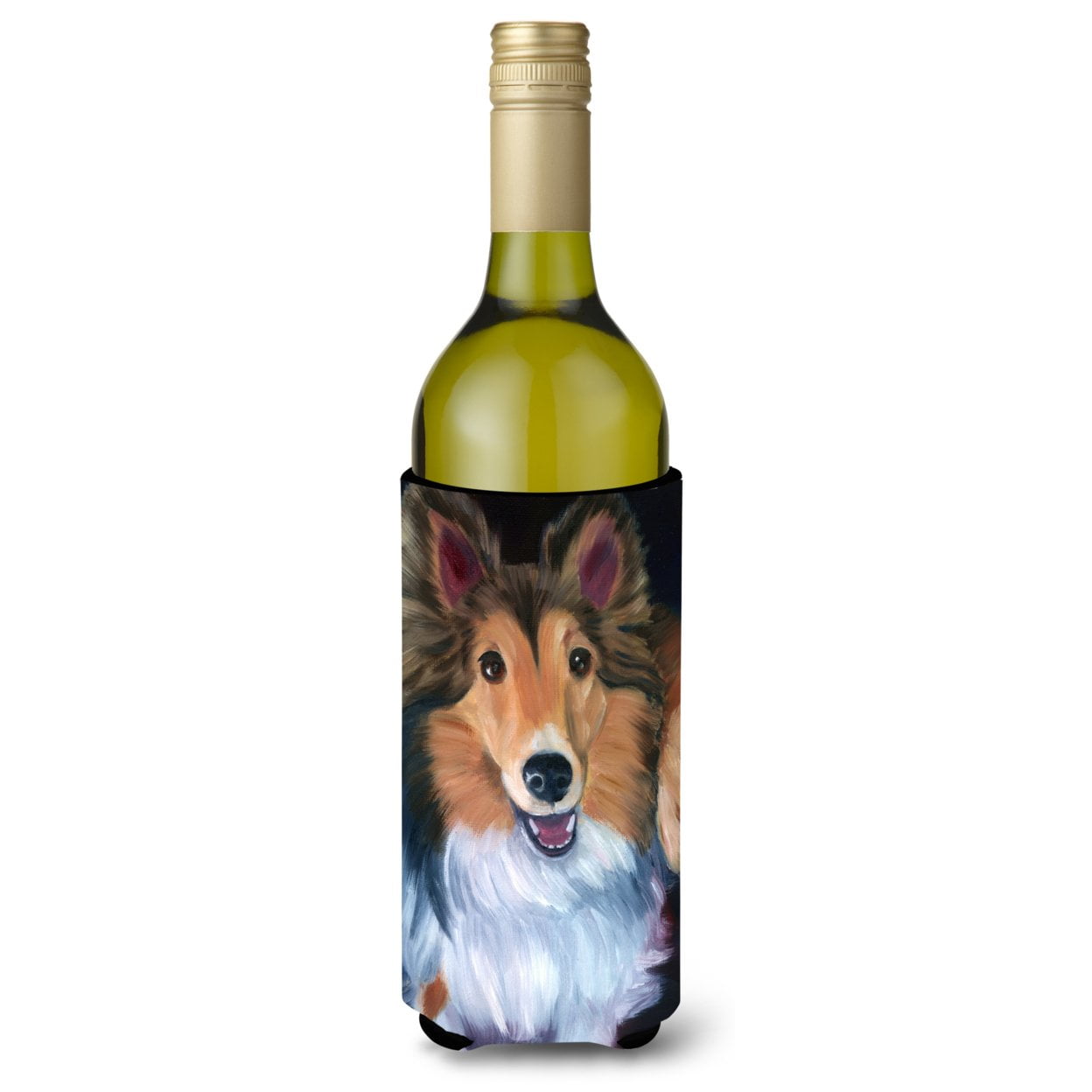 Picture of Carolines Treasures 7394LITERK Sheltie Stand Off Wine Bottle Beverage Insulator Hugger