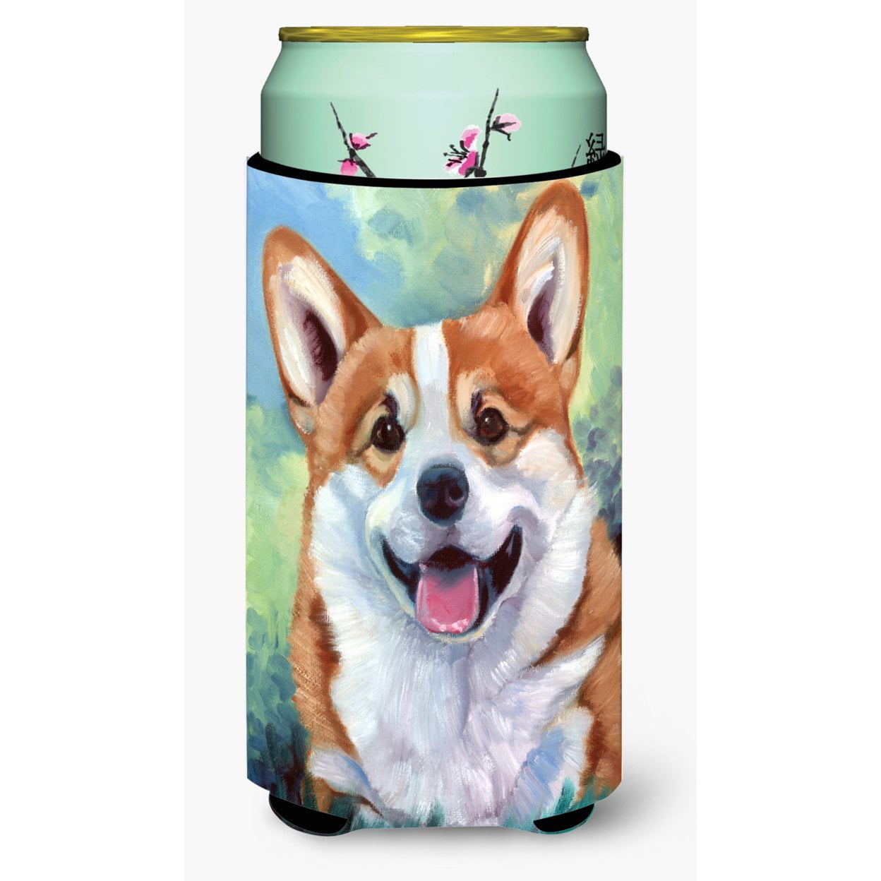 Pembroke Corgi Happy Face Tall Boy Beverage Insulator Hugger