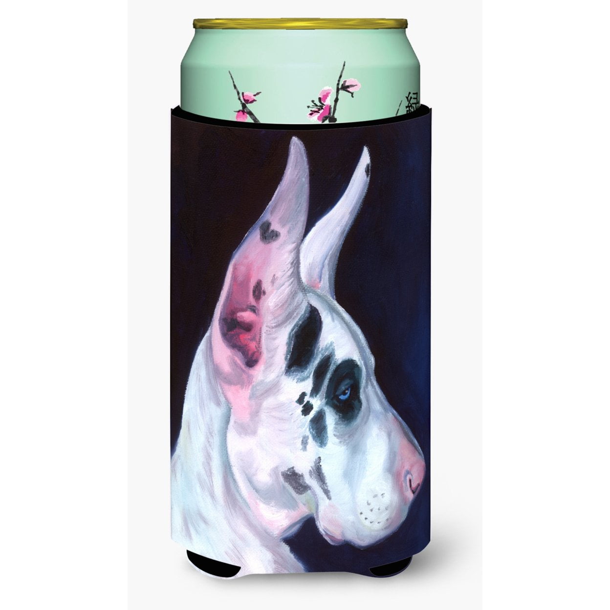7386TBC Great Dane Harlequin Tall Boy Beverage Insulator Hugger