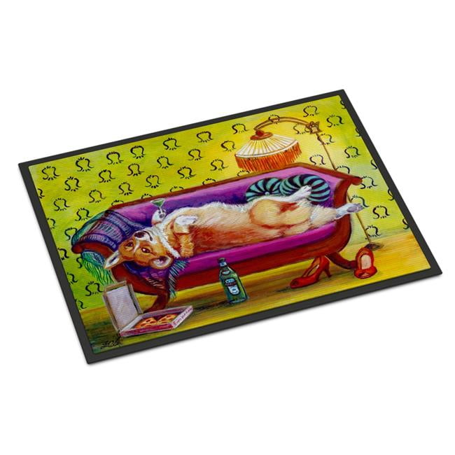 24 x 36 in. Corgi Home Alone Indoor or Outdoor Mat