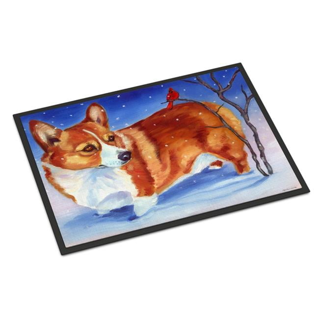 24 x 36 in. Corgi Cardinal Buddy Indoor or Outdoor Mat
