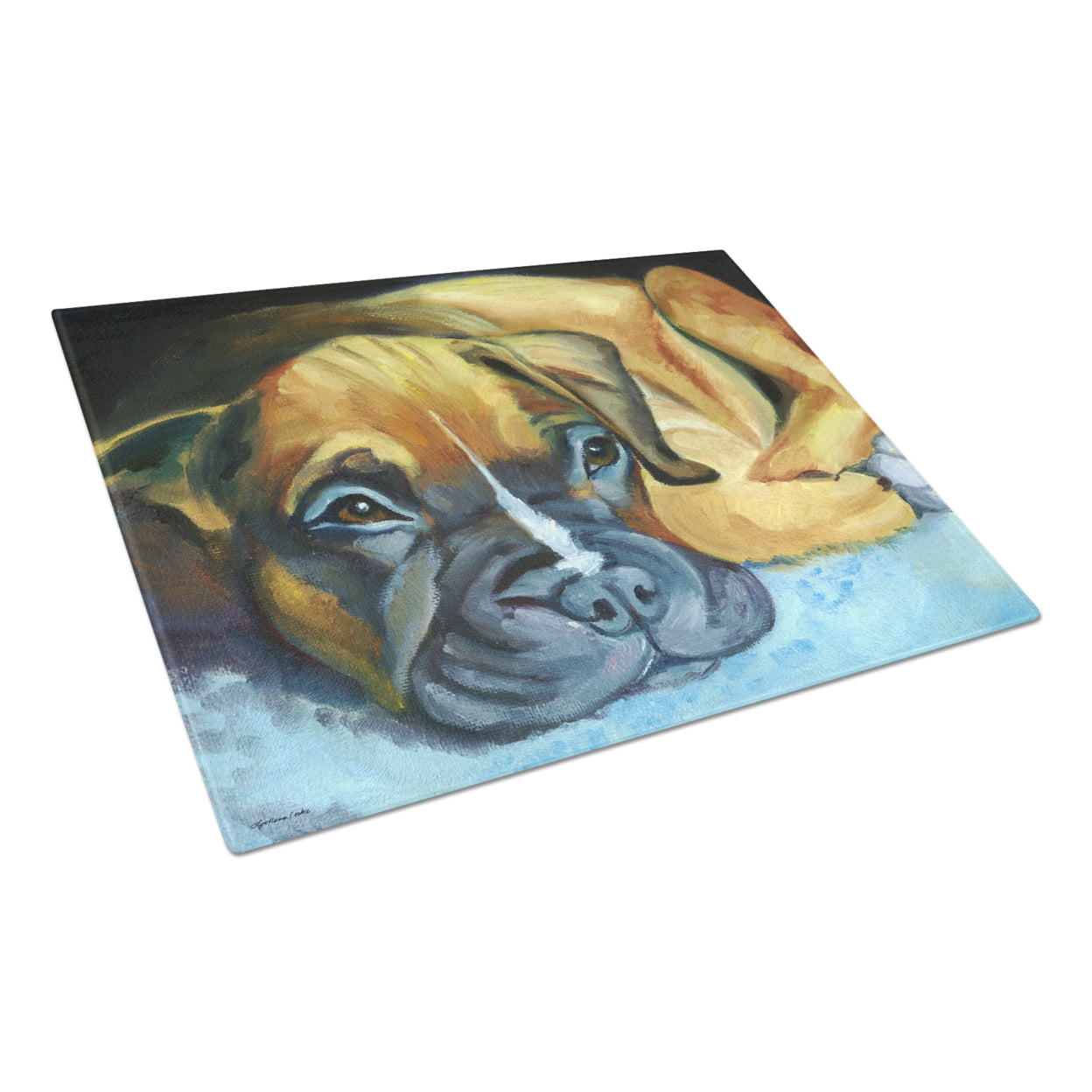 Picture of Carolines Treasures 7401LCB Boxer Pup Glass Cutting Board - Large