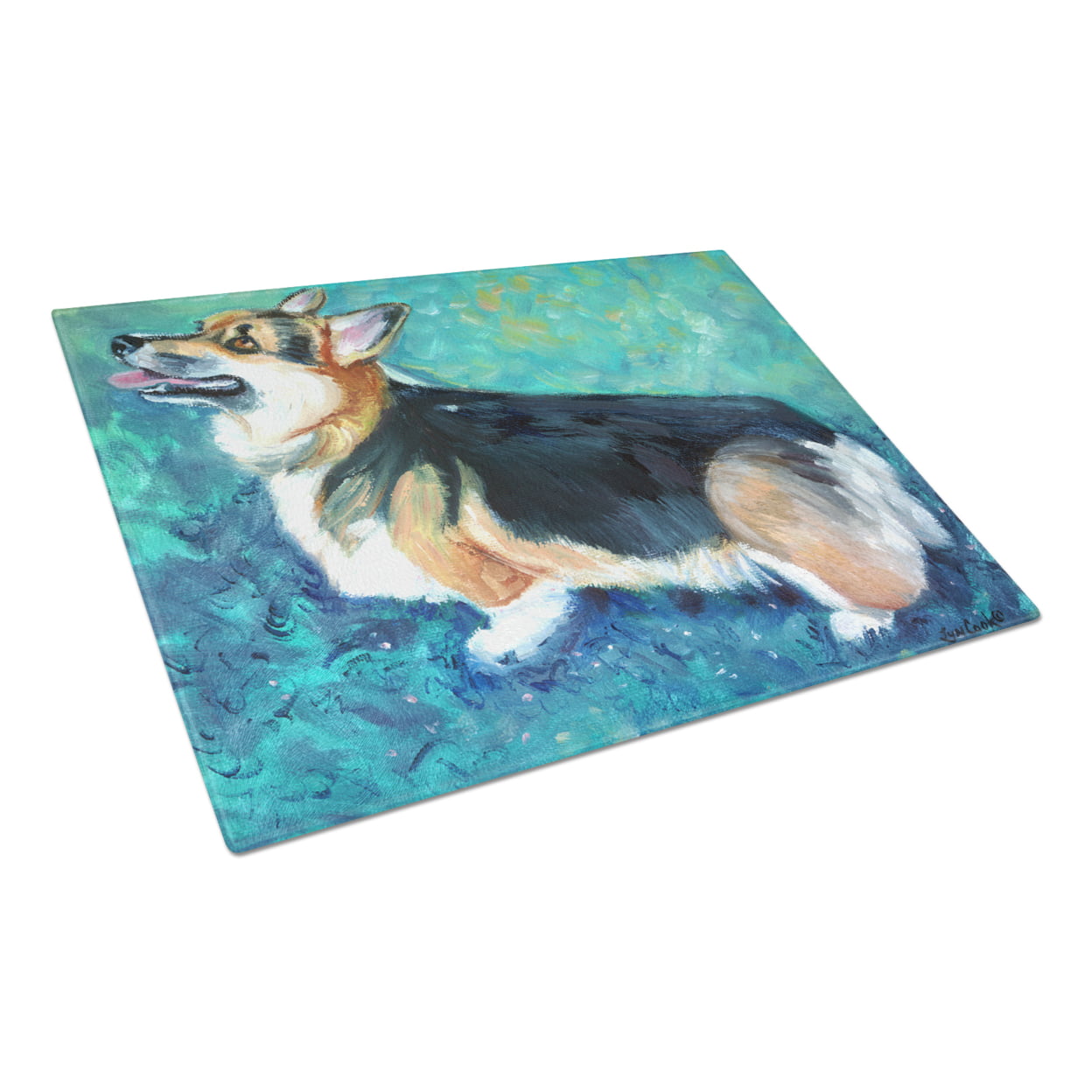 Picture of Carolines Treasures 7408LCB Corgi Pembroke Glass Cutting Board - Large