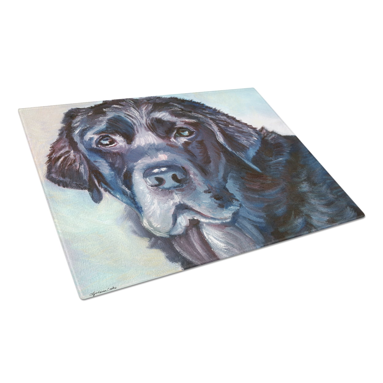 Picture of Carolines Treasures 7419LCB Black Labrador Face Glass Cutting Board - Large