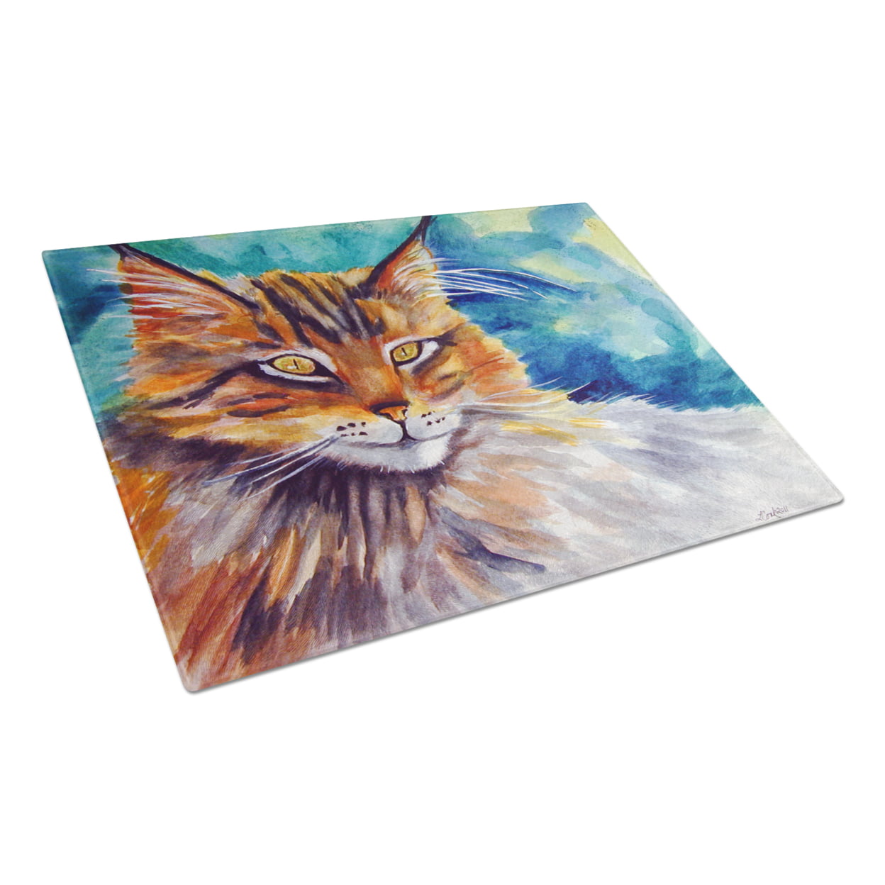 Picture of Carolines Treasures 7421LCB Maine Coon Cat Watching You Glass Cutting Board - Large