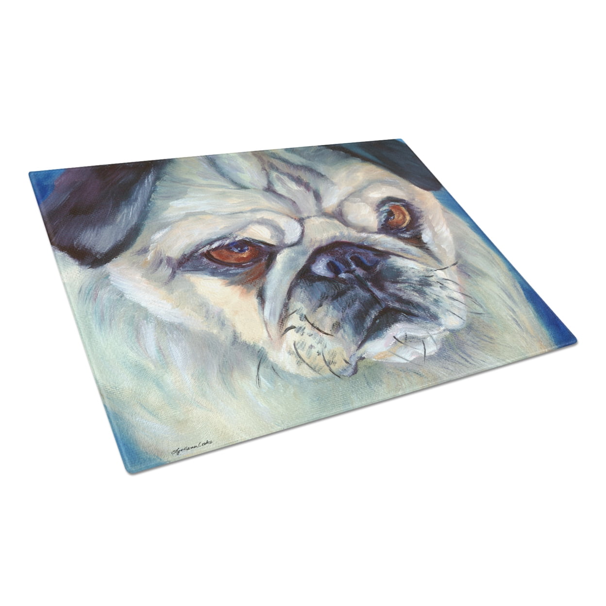 Picture of Carolines Treasures 7422LCB Pug in Thought Glass Cutting Board - Large