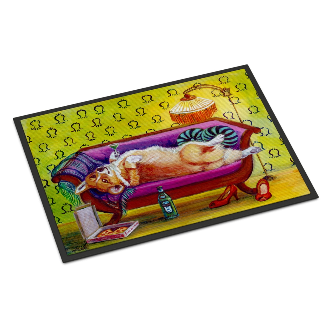 18 x 27 in. Corgi Home Alone Indoor or Outdoor Mat