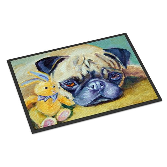 18 x 27 in. Pug Bunny Rabbit Indoor or Outdoor Mat