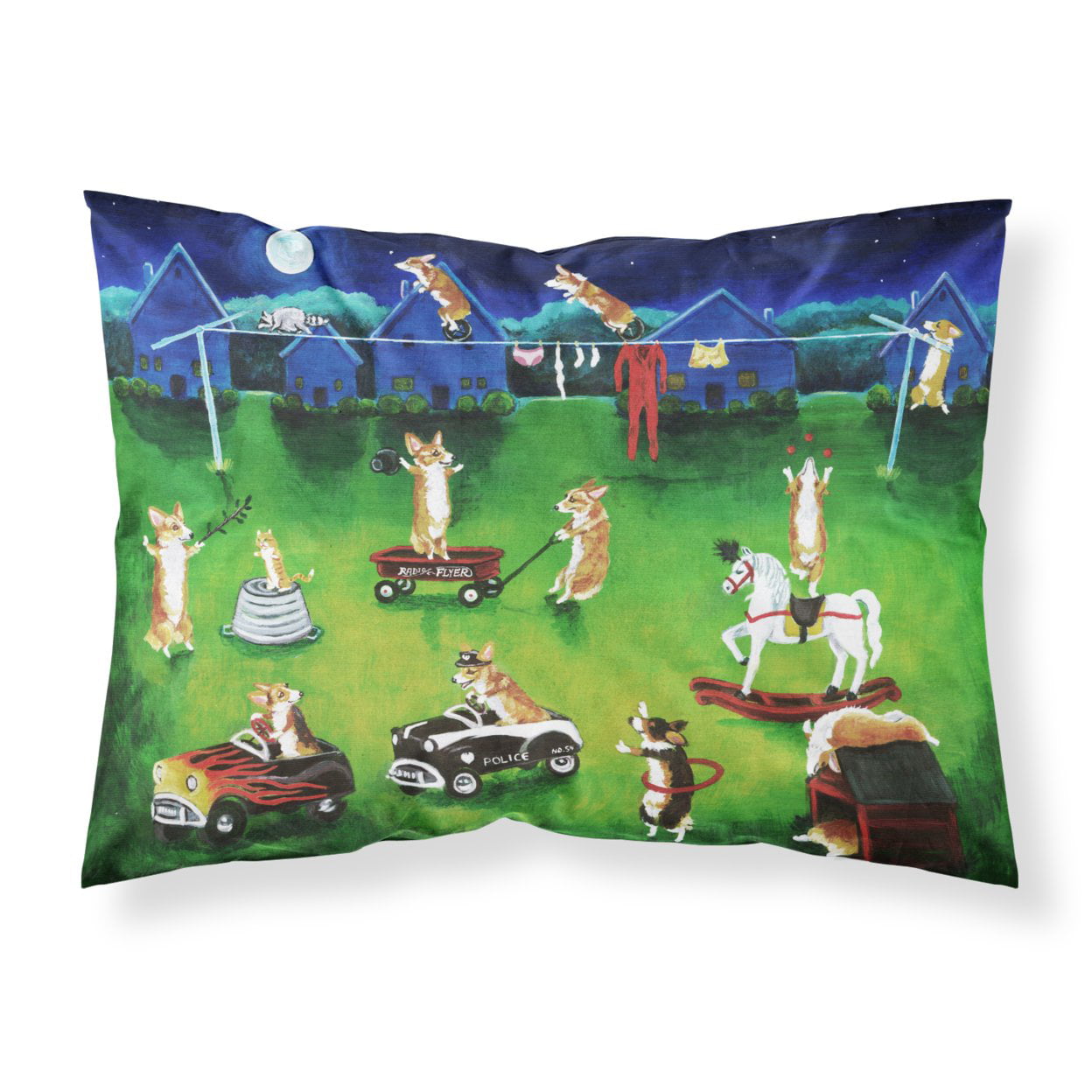 Corgi Backyard Circus Fabric Standard Pillowcase