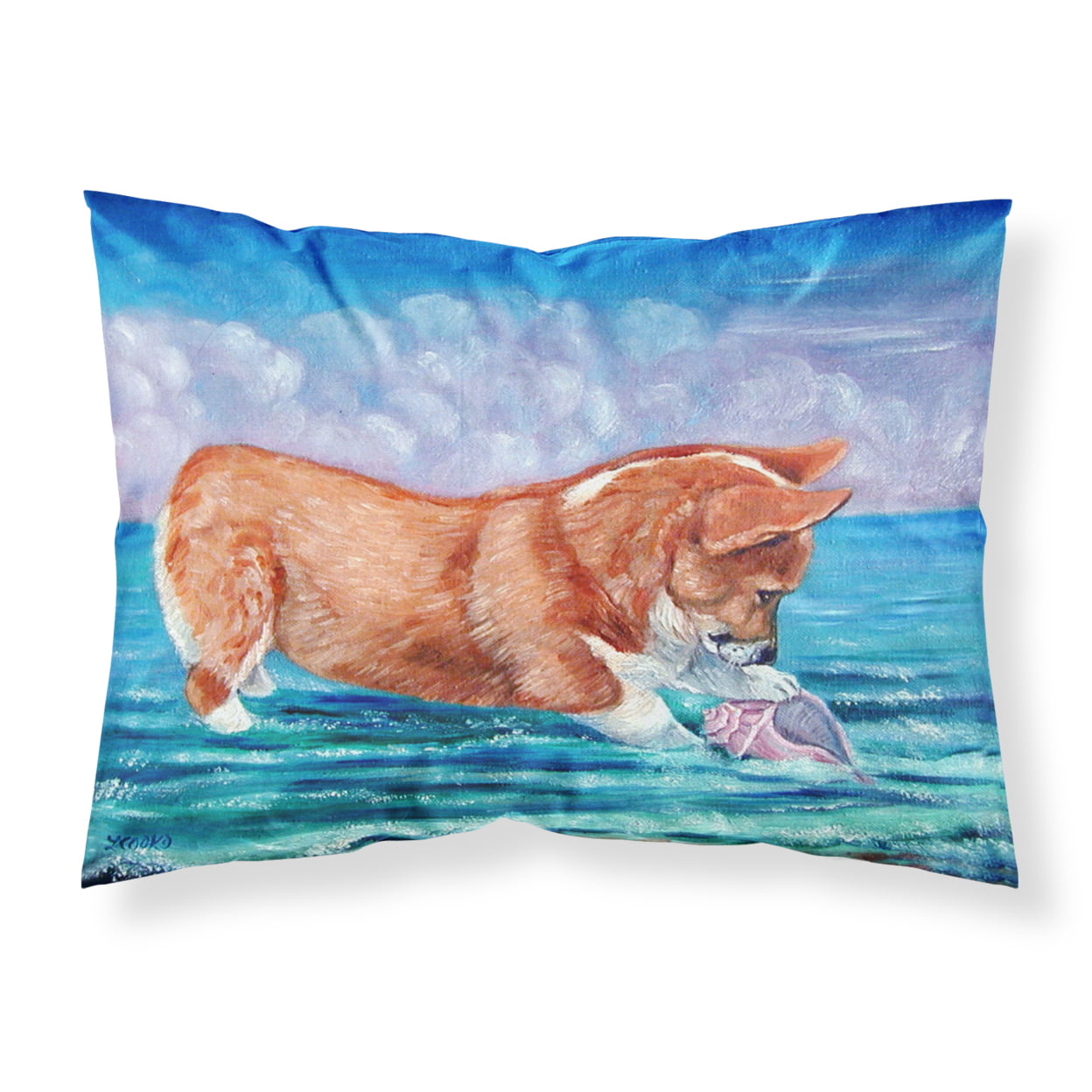 Corgi Sea Shell Find Fabric Standard Pillowcase