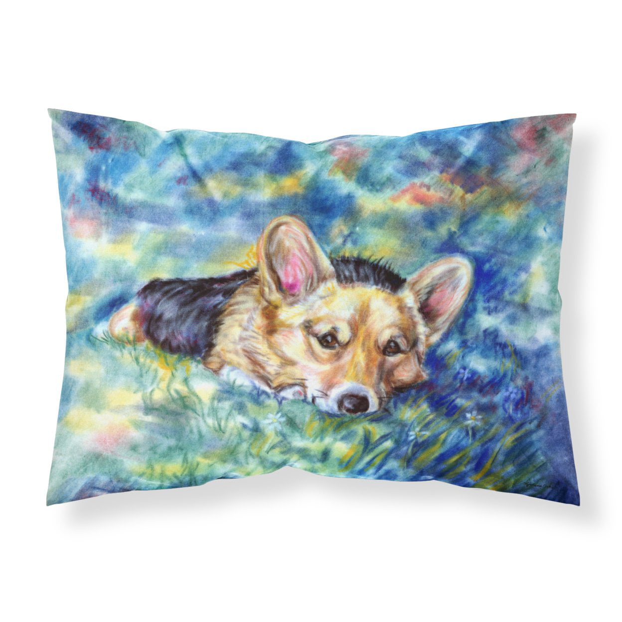 Corgi Tuckered Out Fabric Standard Pillowcase
