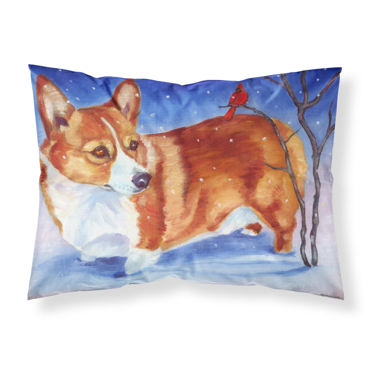 Corgi Cardinal Buddy Fabric Standard Pillowcase