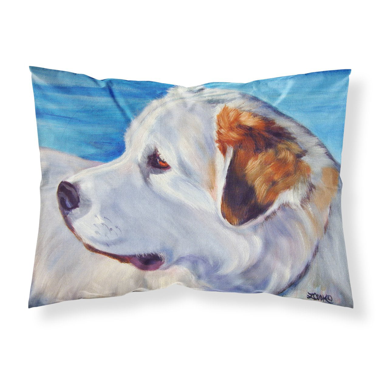 Great Pyrenees at the Beach Fabric Standard Pillowcase