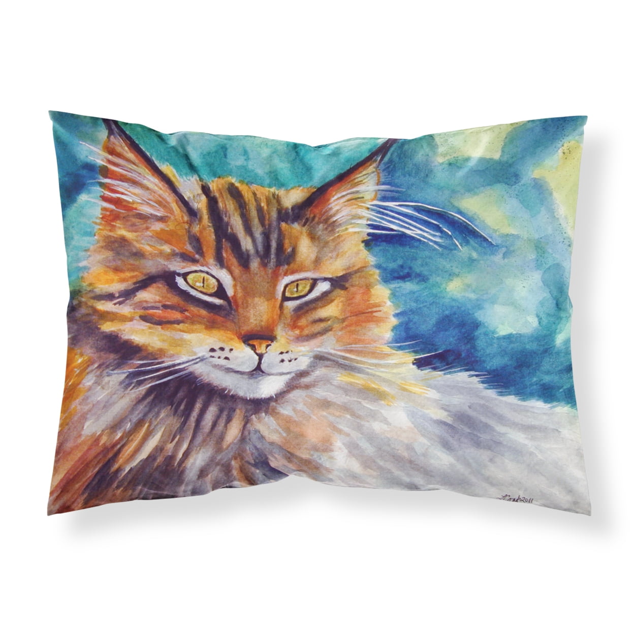 Maine Coon Cat Watching You Fabric Standard Pillowcase
