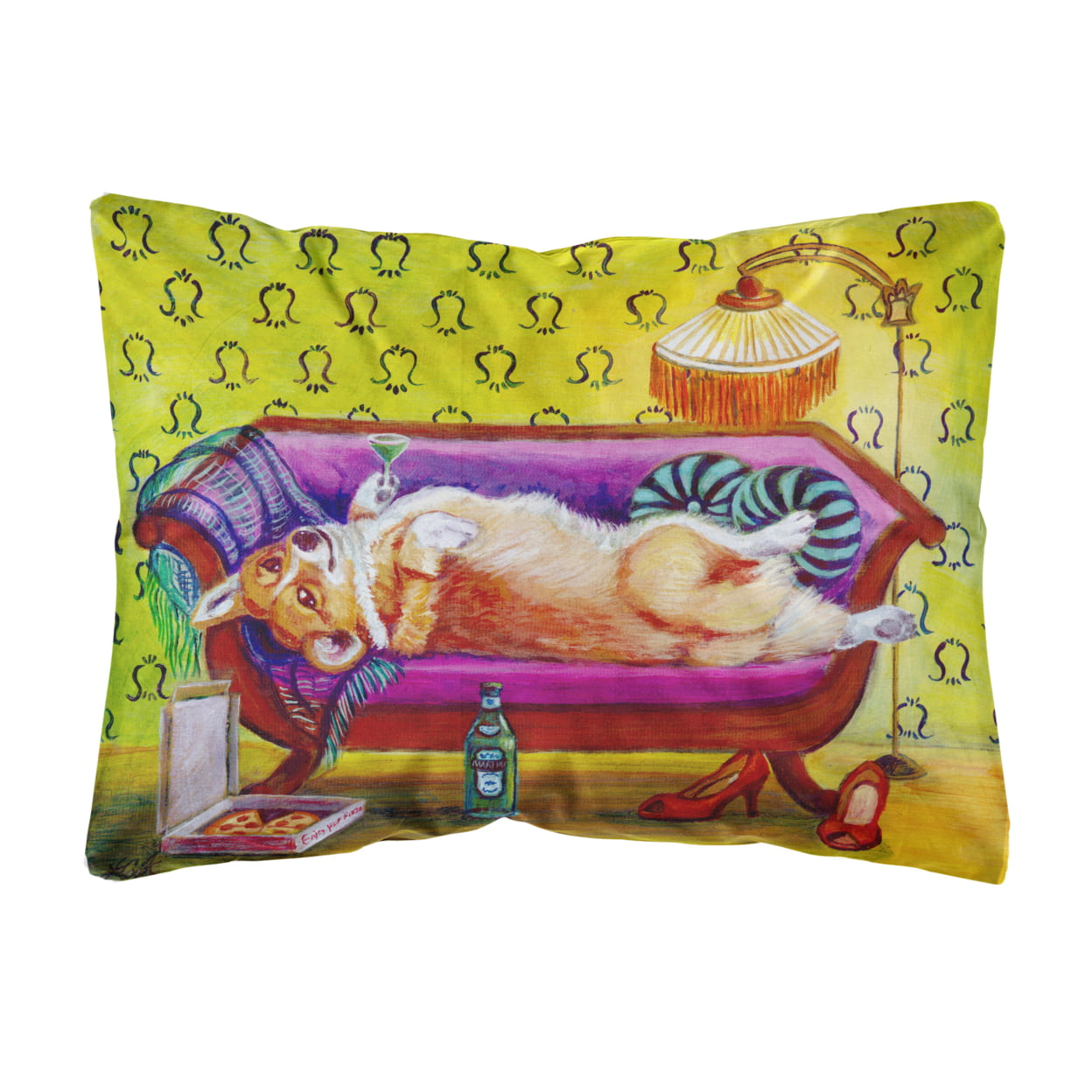 Corgi Home Alone Fabric Decorative Pillow