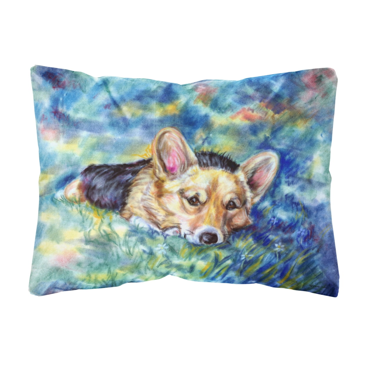 Corgi Tuckered Out Fabric Decorative Pillow