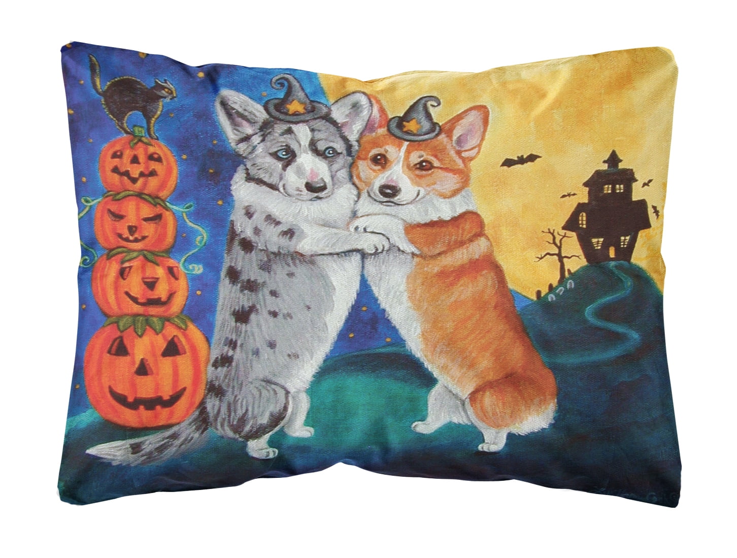 Corgi Halloween Scare Fabric Decorative Pillow