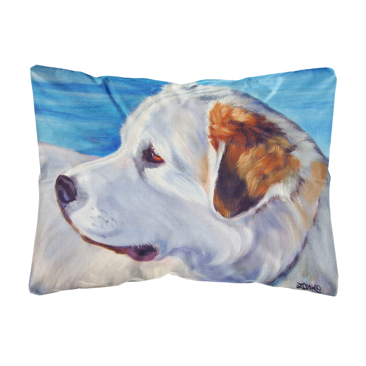 Great Pyrenees at the Beach Fabric Decorative Pillow