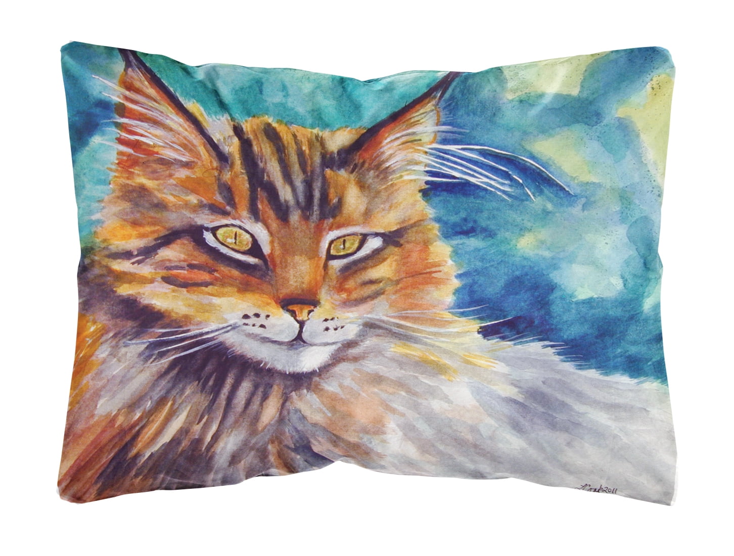 Maine Coon Cat Watching You Fabric Decorative Pillow