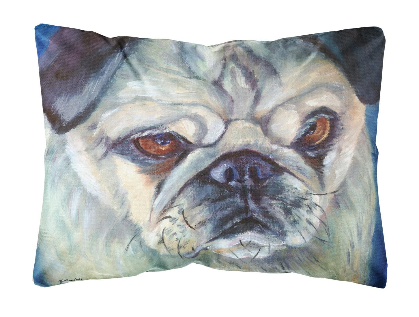 Pug in Thought Fabric Decorative Pillow