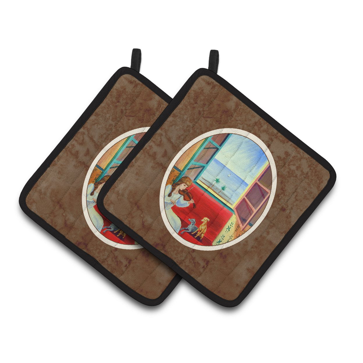 Picture of Carolines Treasures 7126PTHD Italian Greyhounds & Violinist Pair of Pot Holders