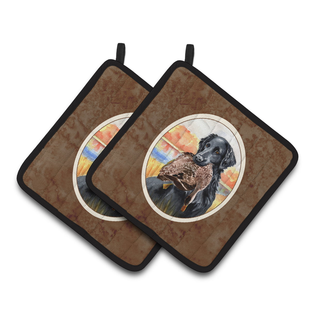 Picture of Carolines Treasures 7032PTHD Flat Coated Retriever Pair of Pot Holders