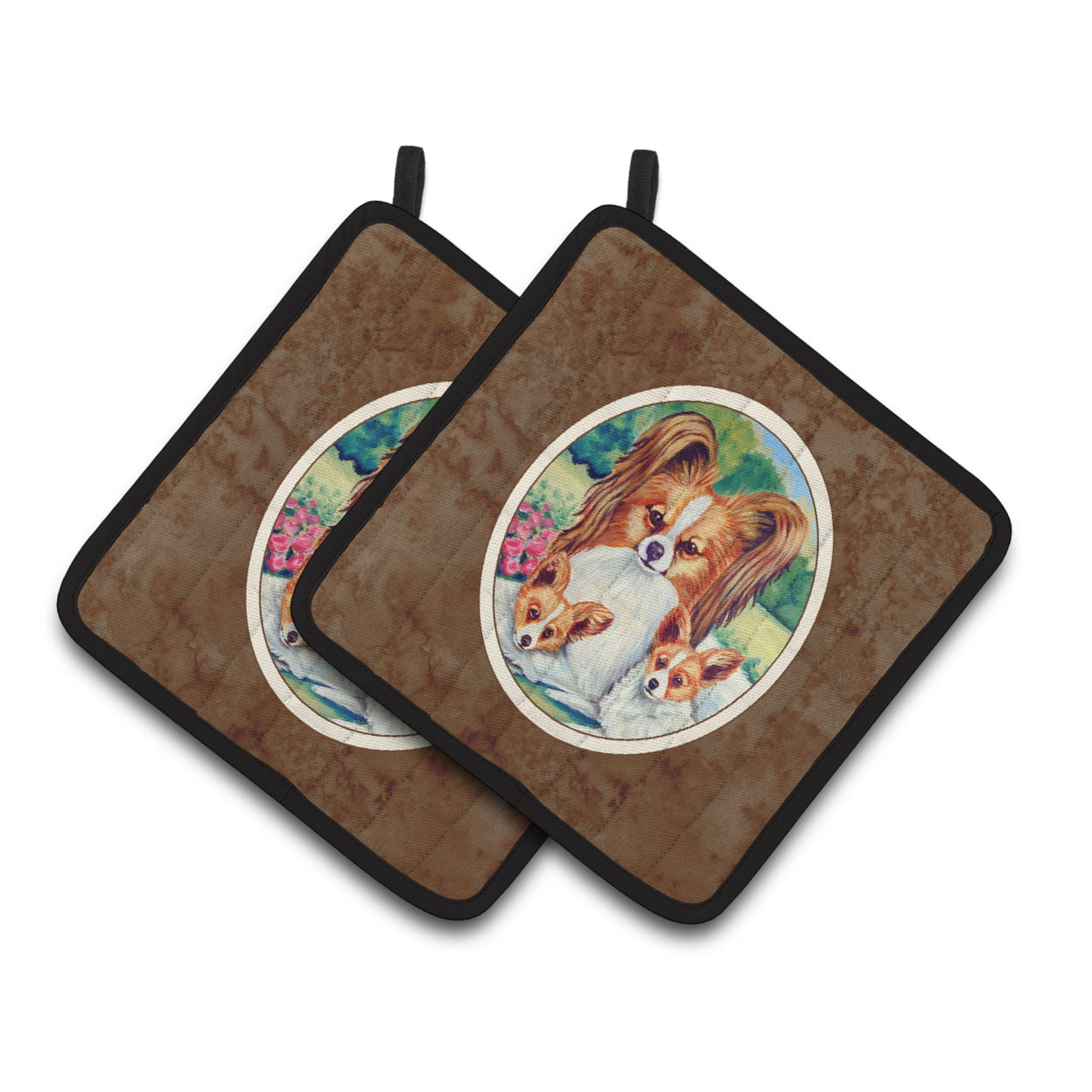 Picture of Carolines Treasures 7042PTHD Papillon A Mommas Love Pair of Pot Holders