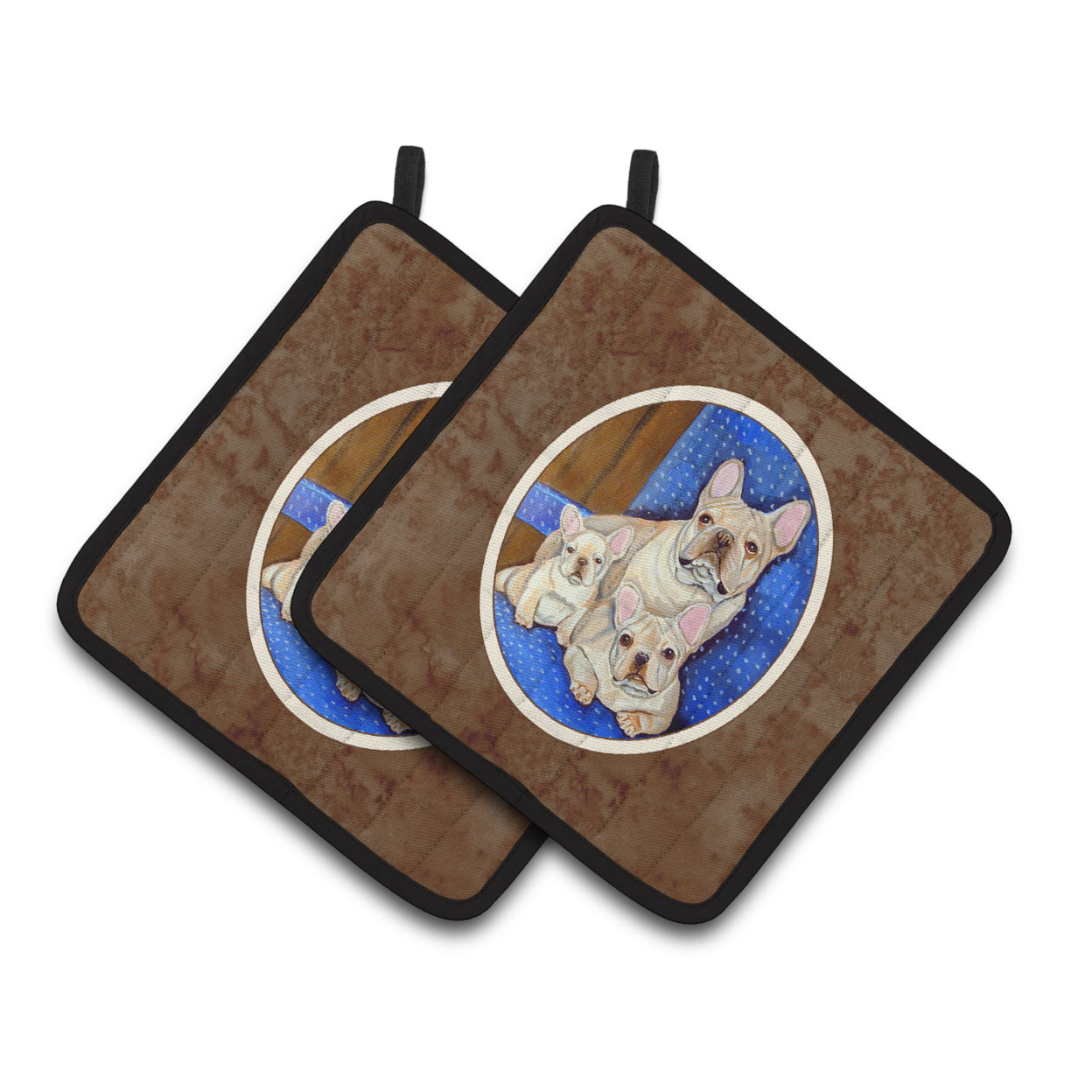 Picture of Carolines Treasures 7055PTHD French Bulldog Mommas Love Pair of Pot Holders