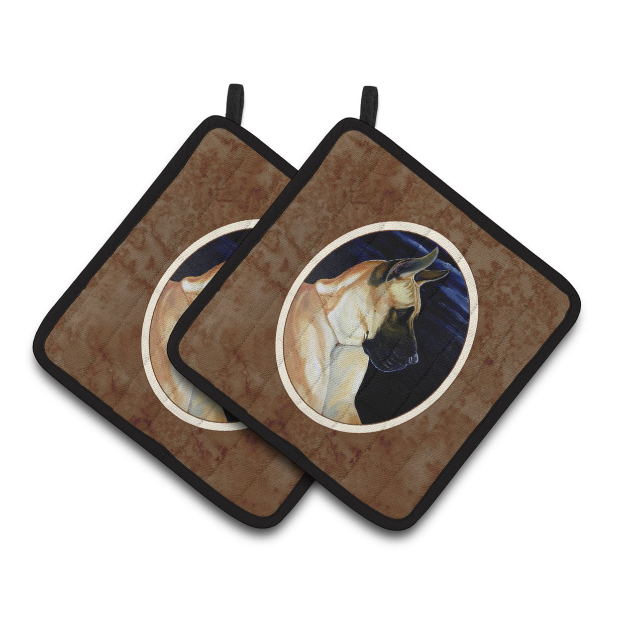 Picture of Carolines Treasures 7059PTHD Fawn Great Dane in the Moonlight Pair of Pot Holders