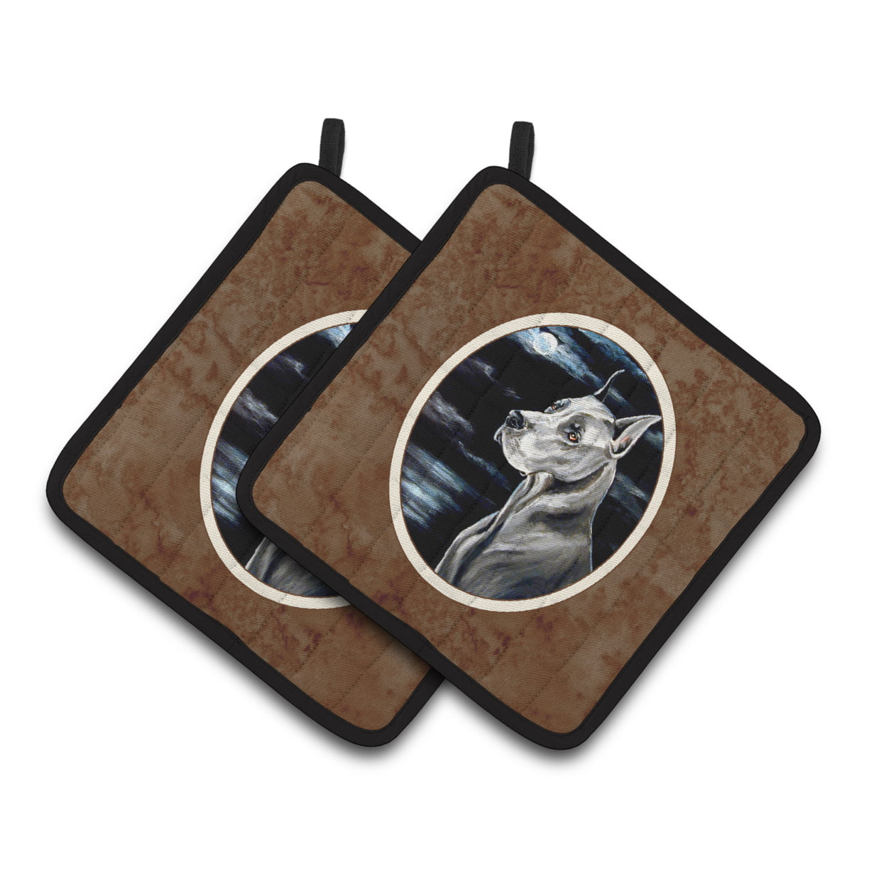 Picture of Carolines Treasures 7067PTHD Great Dane Moonlight Pair of Pot Holders
